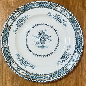 Vintage Stanley Pottery Co Warwick Pattern Floral Blue and White Gold Trim Plate